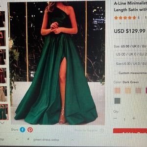 Formal gown, green, one shoulder US 12/UK 14